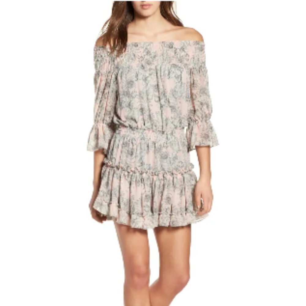 MISA Los Angeles‎ Geroux Off The Shoulder Blouson Dress sz M